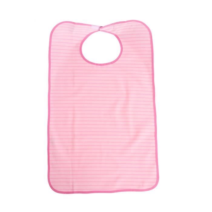 Stripe Lavable en Machine Double Couche Adulte Imperméable Bavoir Repas Vêtements Protecteur (Rose) COFFRET BIBERONS