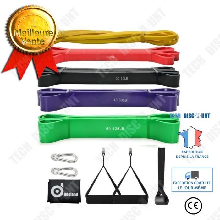 TD® Bandes de Résistance élastique 9 en 1 Bandes d'exercice Durable avec Ancrage de Porte et Poignées pour Fitness