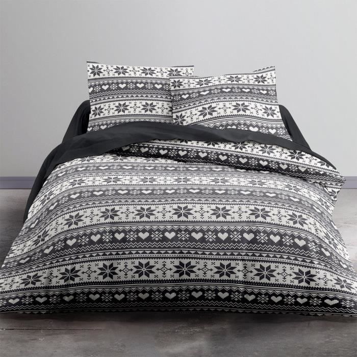 Housse de couette 240x260 Winter Sunnyside + 2 taies 100% coton 57 fils Blanc
