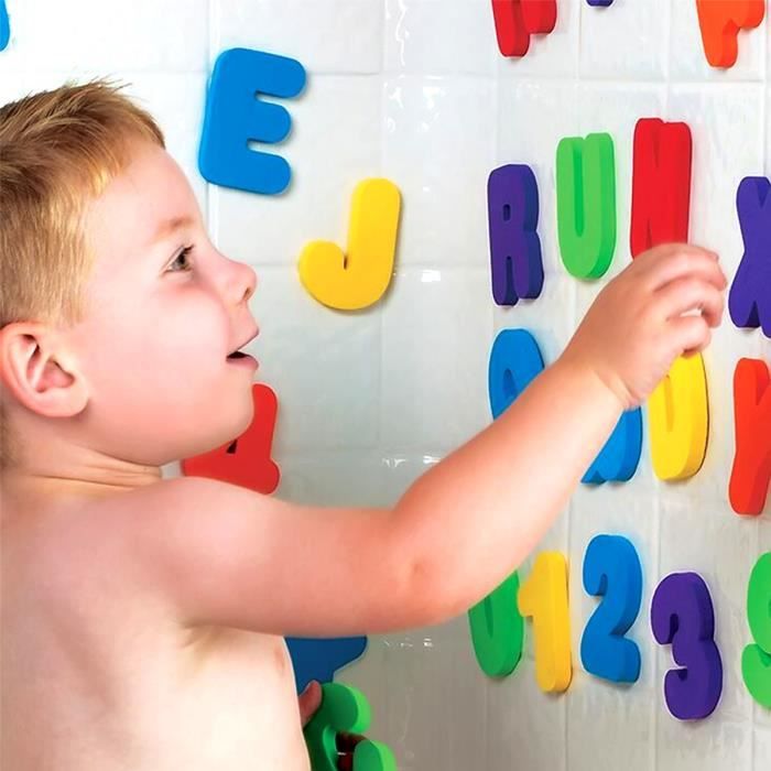 Vococal® 36Pcs Lettres et Chiffres Mousse Autocollants Jouet de bain pour bébé