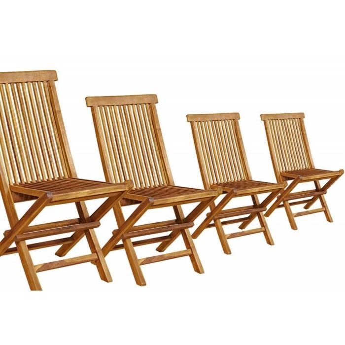 lot de 4 chaises pliantes en teck huilé