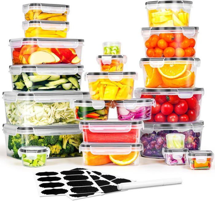 Set De 8 Boîtes De Conservation Alimentaire Ordeluxe - Système Double Couvercles (verseur + Hermétique), Sans BPA, Empilables - Pour Pâtes, Céréales, Café, Snacks