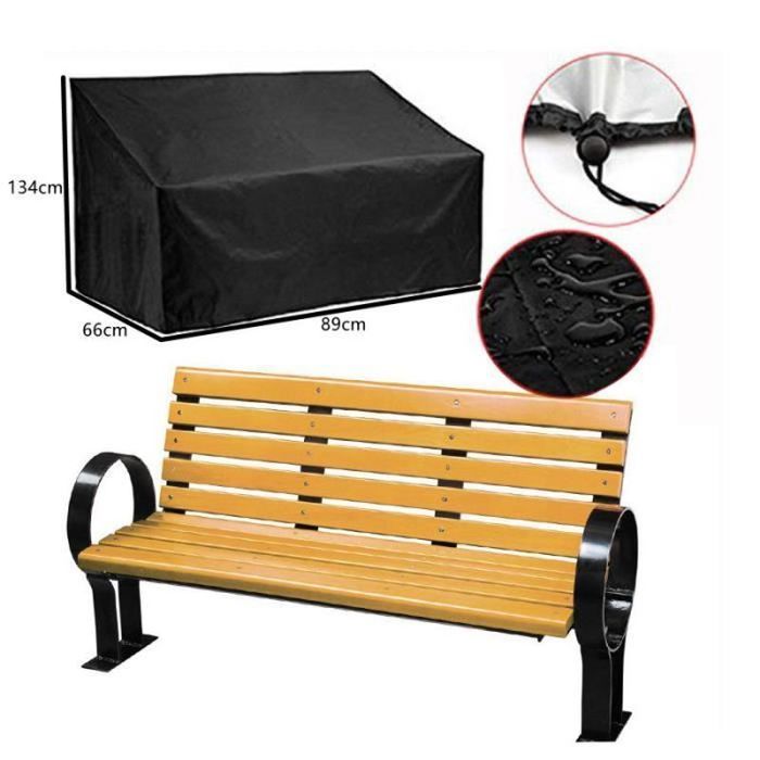 Housse Imperméable Banc De Jardin 2 Places - Protection Tout Temps 132x68x98 Cm, Résistante UV Et Déchirures