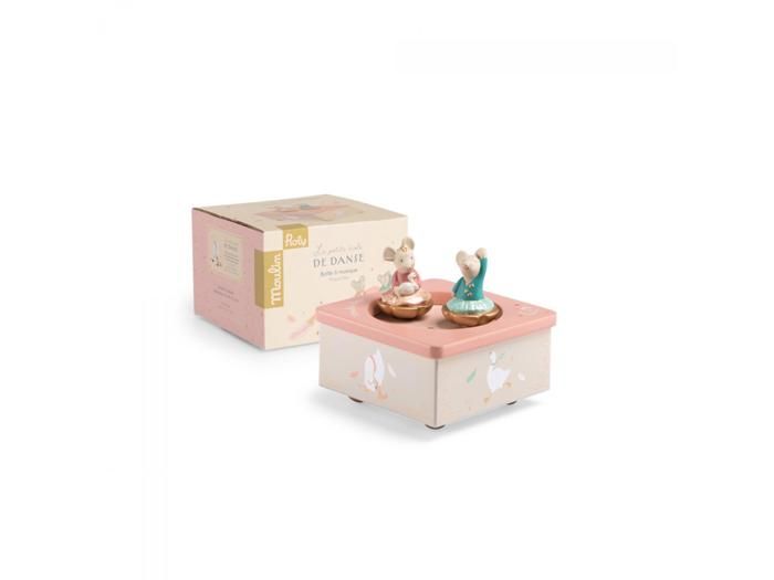 Boîte à musique - MOULIN ROTY - La petite école de danse - Mélodie douce - Deux souris dansantes - Rose 12 x 12 cm