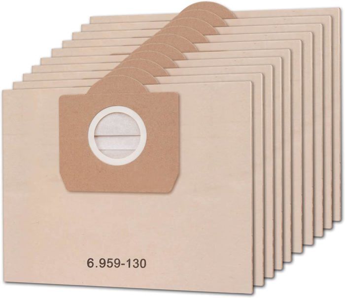 10 Pack Vacuum Cleaner Bags for Karcher 6.959-130.0 WD3 WD3P MV3 A2204 A2254 A2604 Replacement Paper Filter Bags for Wet & Dry