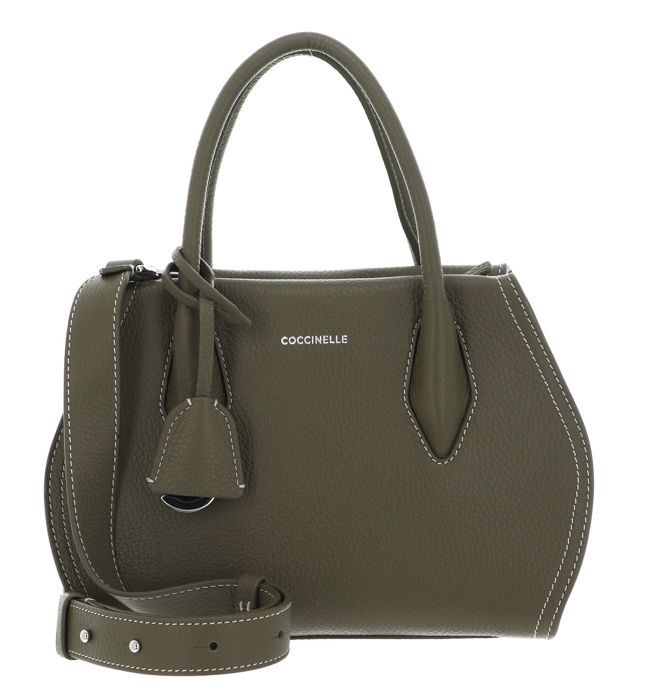 Sac à Main Coccinelle Cuir Grainé Vert Laurel - Modèle Kliche, Fermeture Magnétique
