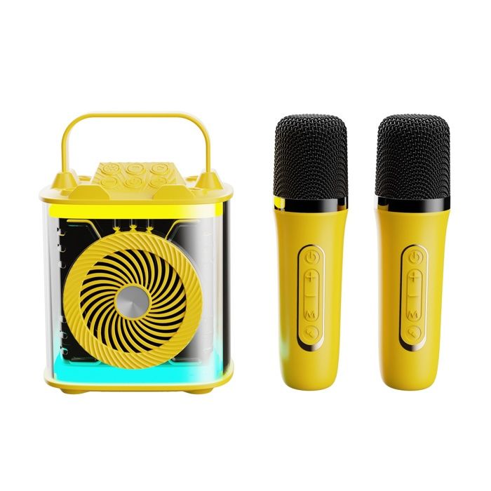 Machine à Karaoké Portable Pour Enfants - Bluetooth 5.0 Avec 2 Micros Et Lumières RGB - Couleur Rose - 5W