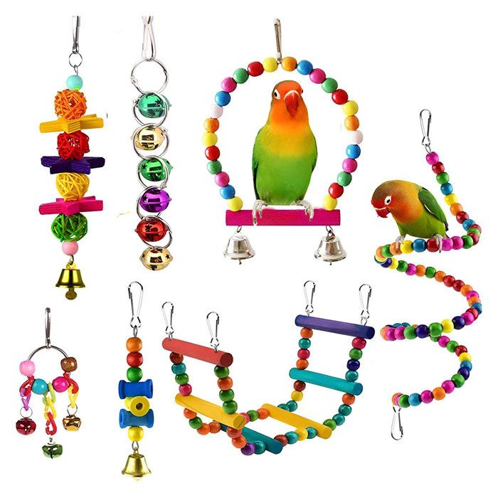 Meilleurs prix pour Jouets pour oiseaux perruches calopsittes cloches suspendues cage à oiseaux hamac balançoire échelles descalade jouet en