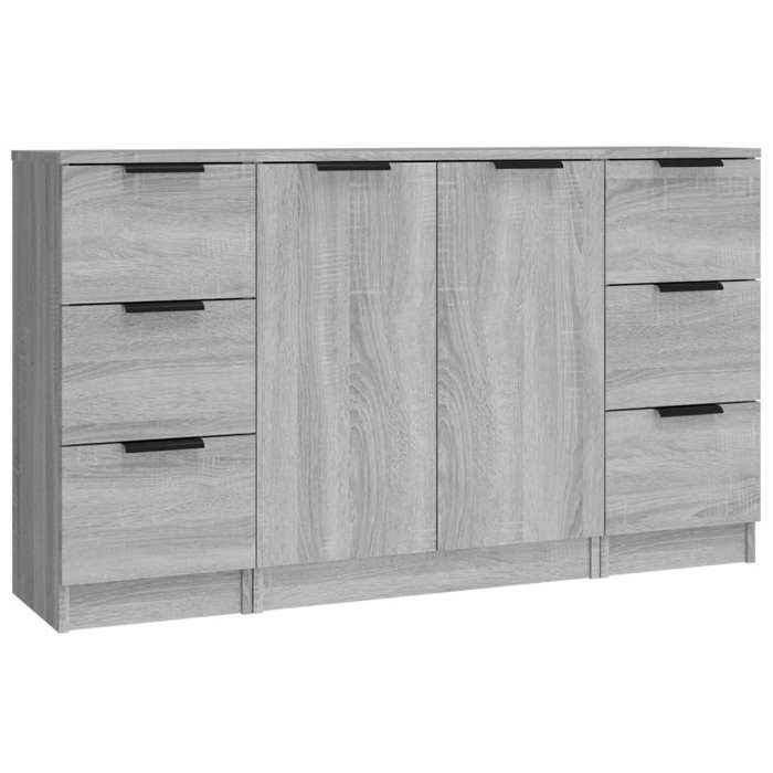 Buffet bas armoire commode Lot de 3 Buffets Sonoma gris Bois dingénierie 4053508 FrenchDays