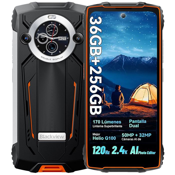 BLACKVIEW  BV8200 T&eacute;l&eacute;phone portable Incassable Double &eacute;cran 6.5 36Go+256Go/2To Smartphone Android 14 50MP 8800mAh(45W) NFC - 