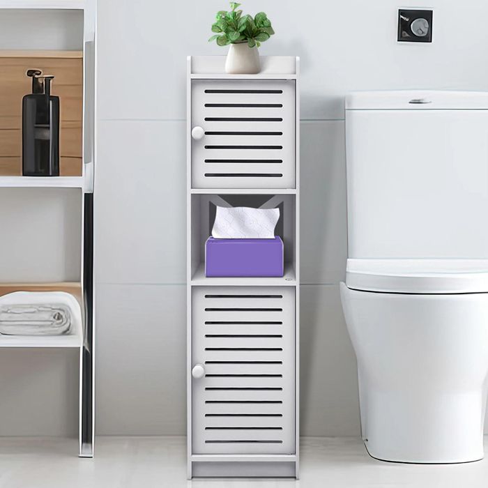 XJING-Armoire de salle de bain scandinave en PP à trois compartiments 22*20*75cm-Porte-papier hygiénique-Grande capacité