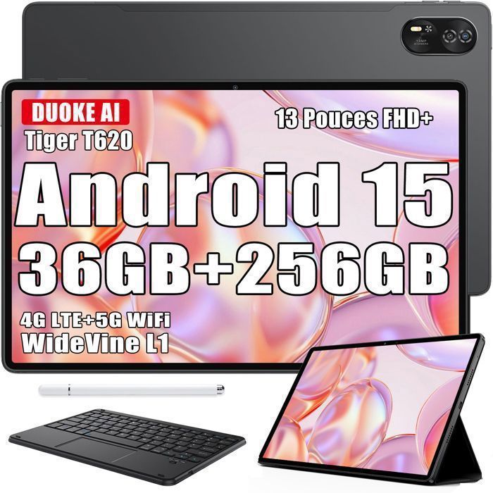 Blackview MEGA 8 Tablette Tactile 13 Gemini AI Android 15 36 Go+256 Go/SD 2 To11000mAh50MP+13MPDual Sim Gris Avec Clavier K1