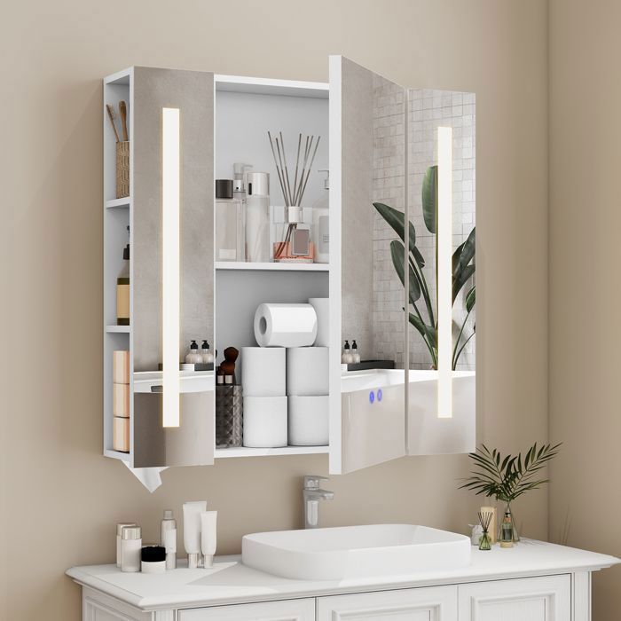 Armoire Murale En Noyer Massif - 42x23x60 Cm, Rangement Salle De Bain, Toilette, Porte à Treillis