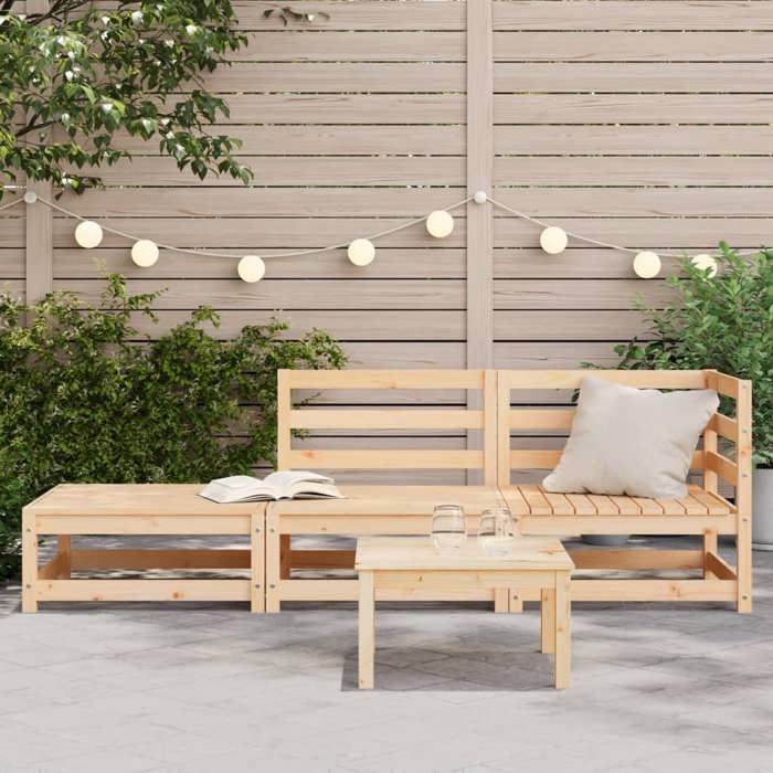 Bon plan Canapé de jardin - JILI HOT - Canapé fixe/sofa Balcon et repose-pieds 2 places - Bois de pin massif Thome8384741