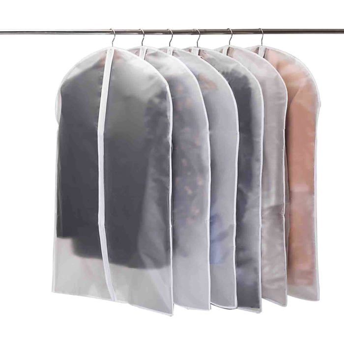5pcs Housses de Vetement Voyage Fenêtre Transparente Visible Housse Veste Costume Anti Poussière Etanche Mite Humidité 60x120cm