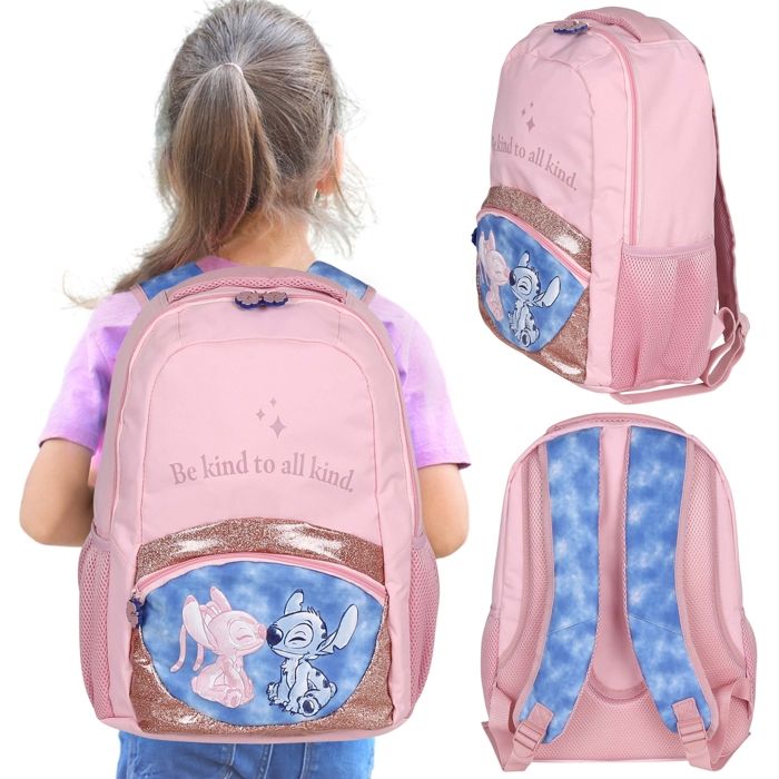DISNEY Stitch RENFORCÉ ac à dos scolaire CARTABLE décole pour filles pochette pour ORDINATEUR PORTABLE 41x30x15cm