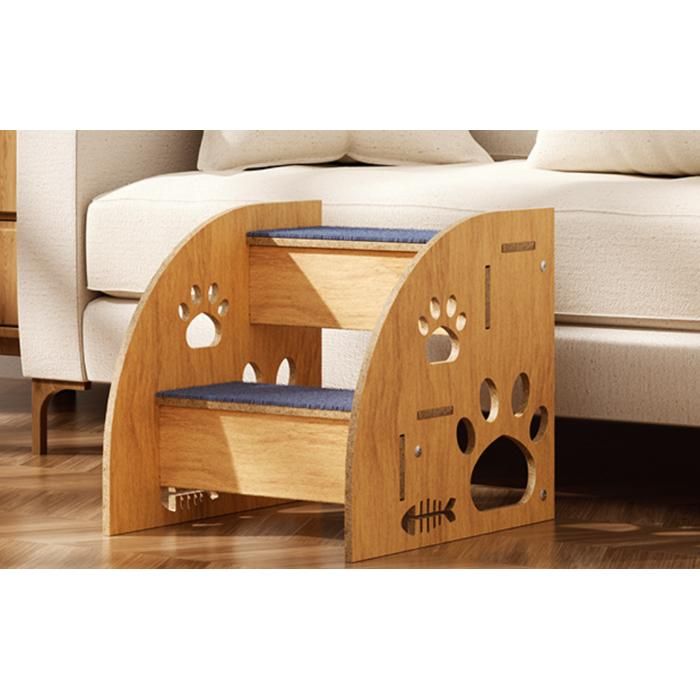 Comparer les prix de ECELEN Escalier en Bois pour Animaux–2 Marches–Antidérapant et Confortable–Accès Facile pour Chiens et Chats