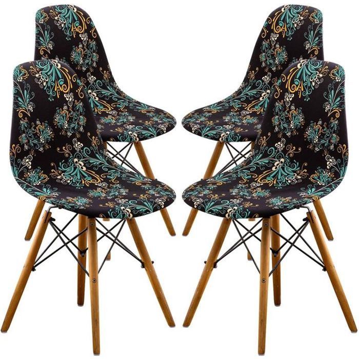 NEWRGY 4Pcs Housse de Chaise Scandinaves Extensible Housse de Chaise de Salle à Manger feuille