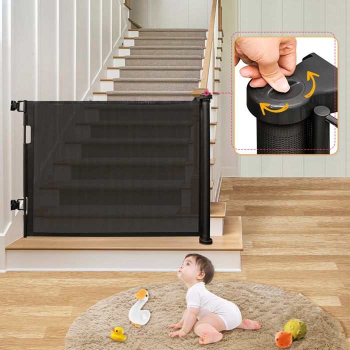Comparer les prix de Barrière de sécurité pour enfants et animaux domestiques - Utilisation dune seule main extensible - 86 x 180 cm - Noir.