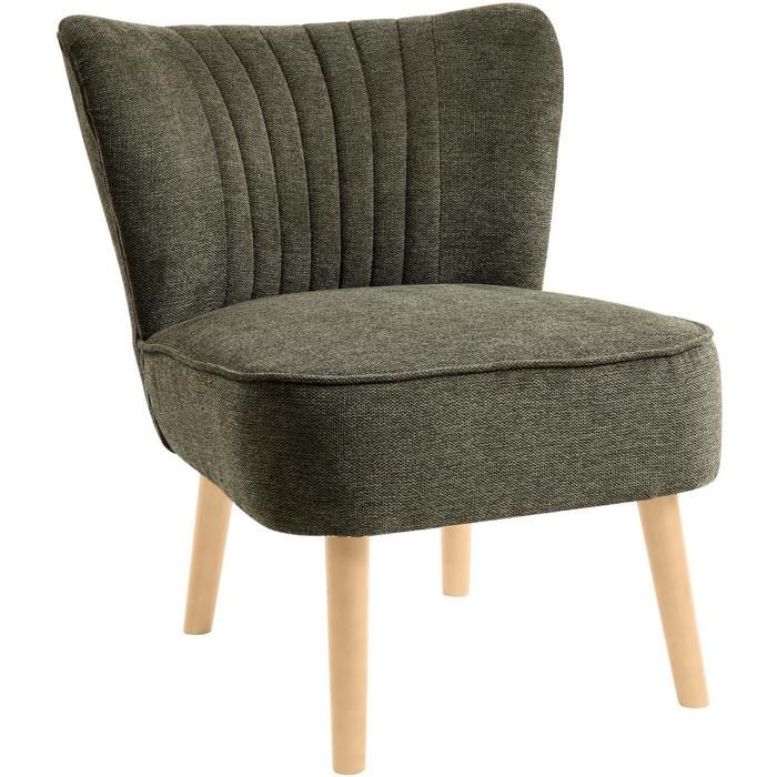 Fauteuil MARCEL Vert Kaki - assise Tissu pieds Metal Noir Fauteuil MARCEL Vert Kaki - assise Tissu pieds Metal Noir