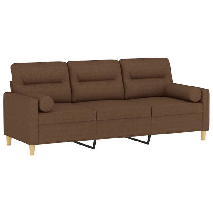 Canapé 3 places JILI Sofa de salon pour adulte/enfant avec oreillers décoratifs marron 180 cm tissu JJ967