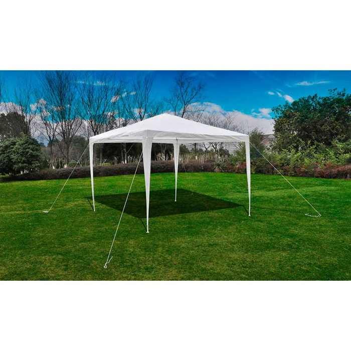 Belvédère de jardin à toit pyramidal - Happiness - 3x3 m - Blanc - Acier peint - Polyéthylène - Hauteur 25 m