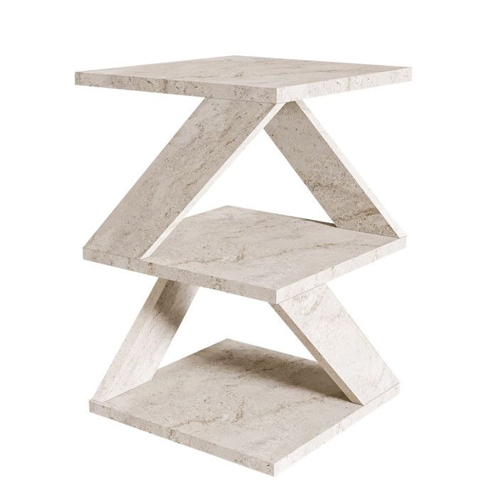 Table dappoint en bois Albeni - 29 x 29 x 54 cm - Travertin Table dappoint en bois Albeni - 29 x 29 x 54 cm - Travertin