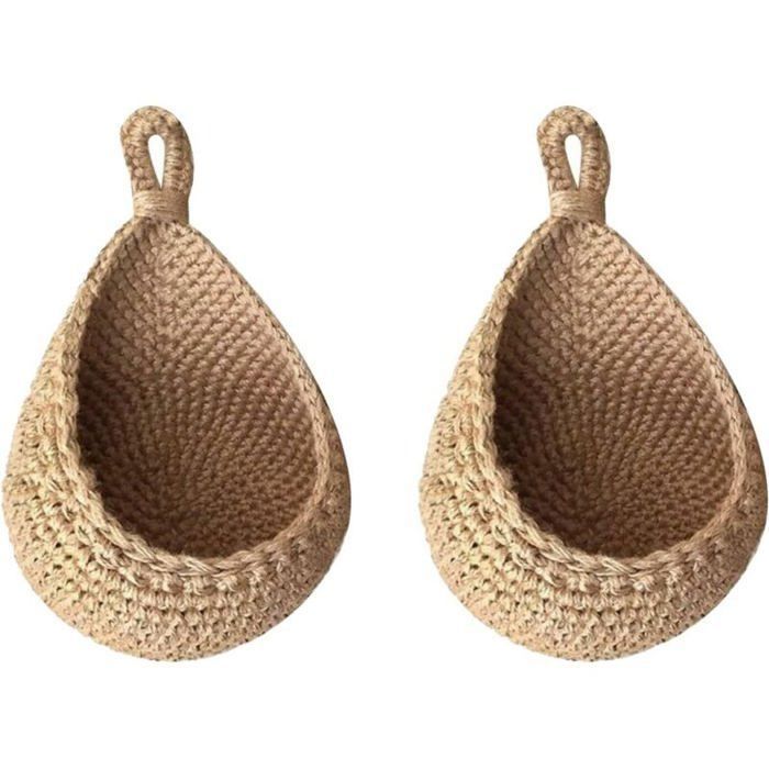 Paniers muraux en corde de coton - ULISEM - Lot de 2 - Décoratif - Respirant - Tissé à la main