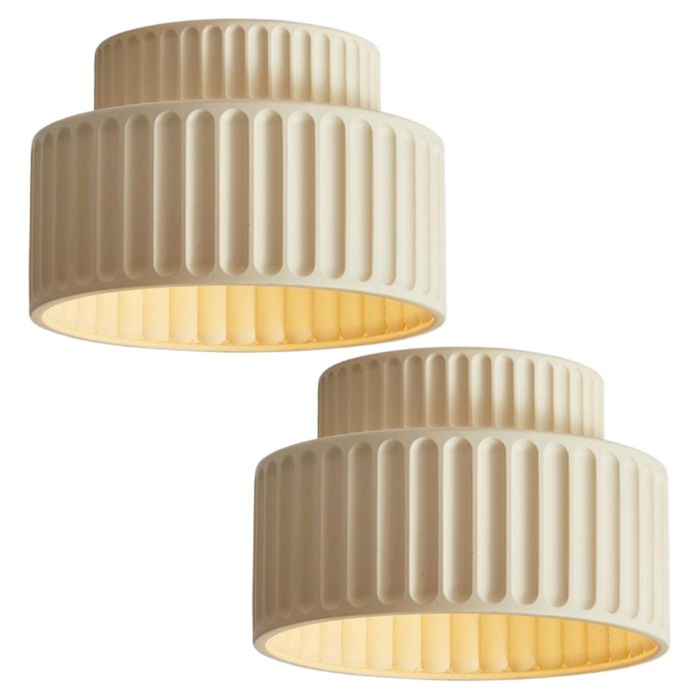WOTTES Lot de 2 Plafonniers Minimaliste Nordique Beige Balcon Plafonnier Moderne éclairage de Plafond Café Bar Luminaire E27