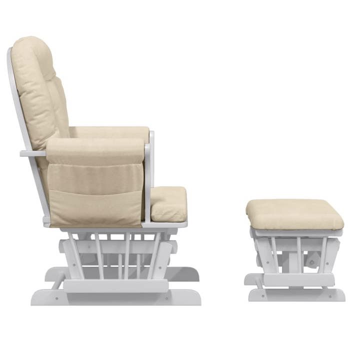 TOP 2026 Fauteuil berçante - 1 PLACE - MODERNE - avec repose-pied - Blanc crème Tissu - 70x72x107 cm FF385