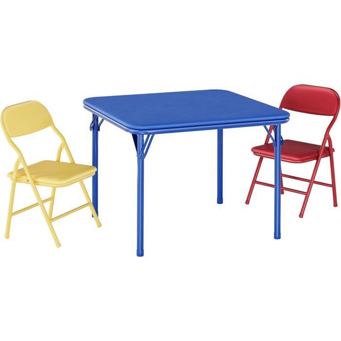 Ensemble table et 2 chaises enfant - LUNSY - pliantes 3 pièces - table carrée rembourrée - Multicolore