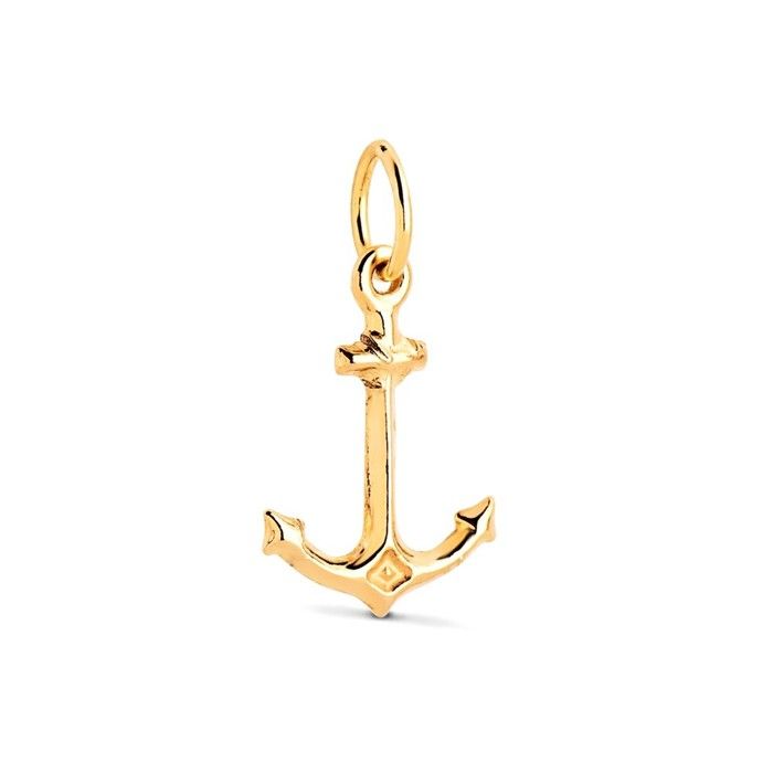 Pendentif en or 18 carats 14 mm lisse poli ancre marine