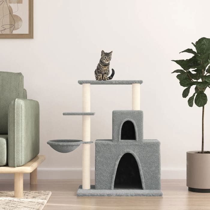 Gris Arbre à chat Meuble pour chats 1 pc avec griffoirs en sisal Gris clair 83 cm A1173 Gris Arbre à chat Meuble pour chats 1 pc avec griffoirs en sisal Gris clair 83 cm A1173