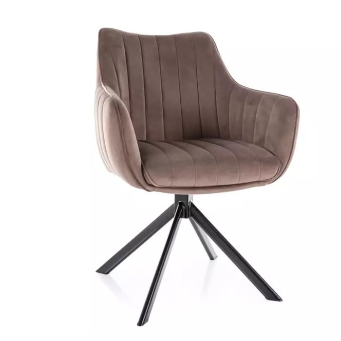 Chaise - Meubles&Design - Chaise pivotante en tissu velours cappuccino avec structure en métal noir mat NOPE Chaise - Meubles&Design - Chaise pivotante en tissu velours cappuccino avec structure en métal noir mat NOPE