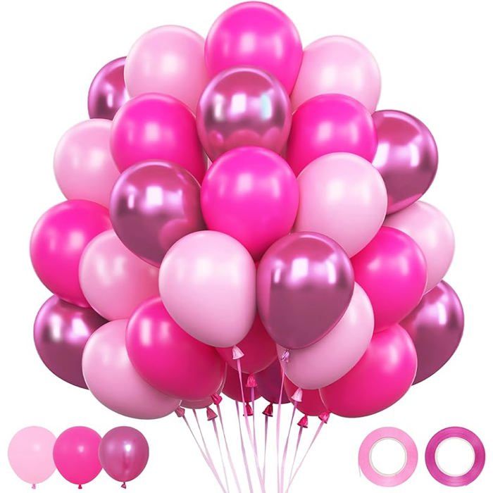 Ballons roses et noirs, lot de 60 ballons de 30,5 cm en rose vif pour anniversaire, ballons en latex noir, ballon à l'hélium pour mariage, anniversaire, anniversaire de mariage, décoration de fête Ballons roses et noirs, lot de 60 ballons de 30,5 cm en rose vif pour anniversaire, ballons en latex noir, ballon à l'hélium pour mariage, anniversaire, anniversaire de mariage, décoration de fête