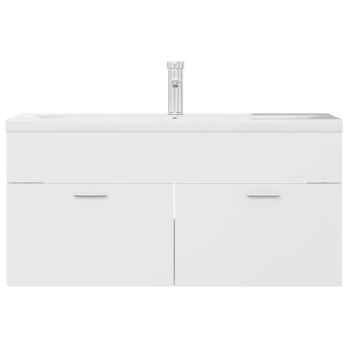 Armoire dévier - élégant meuble-lavabo - avec lavabo intégré - Blanc Aggloméré 100x38.5x46 cm L5591