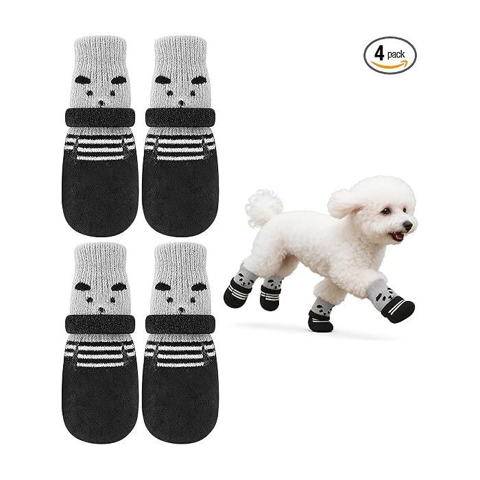 Chaussettes Antidérapantes pour Chien Taille S – Protection des Pattes pour Intérieur Réglables et R PROTECTION DES PATTES -GUETRES