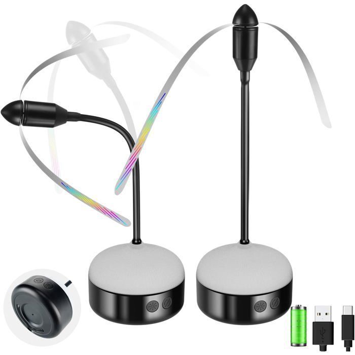 Lot de deux ventilateurs anti-mouches rechargeables — À poser sur une surface plane ou à suspendre