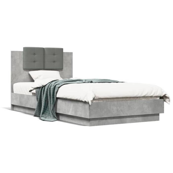 VENTE-FLASH Cadre de lit CHAMBRE - sans matelas - gris béton 90x190 cm -(76803209971)VIDAXL