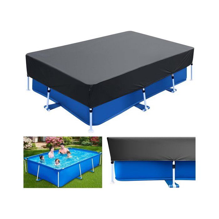 Bâche de piscine-1 pièce-Accessoire de piscine-220 x 150 cm- Rectangulaire - Bâche de protection-Adaptée lété et lhiver-Noir