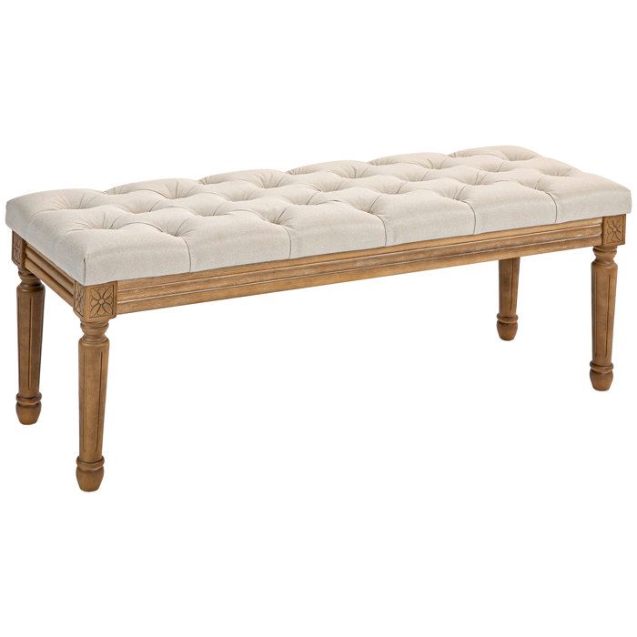 Banc rembourré - 120x41x48 cm - Blanc Crème - Polyester - Rembourrage épais et doux - Design français élégant