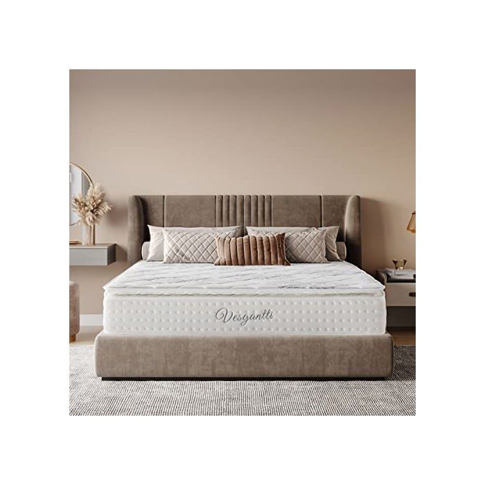 Pillowtop Matelas 90x200 Épaisseur 26cm Superieur Matelas de Lit DAdulte Matelas à Ressorts Ensachés 7 Zones de Confort