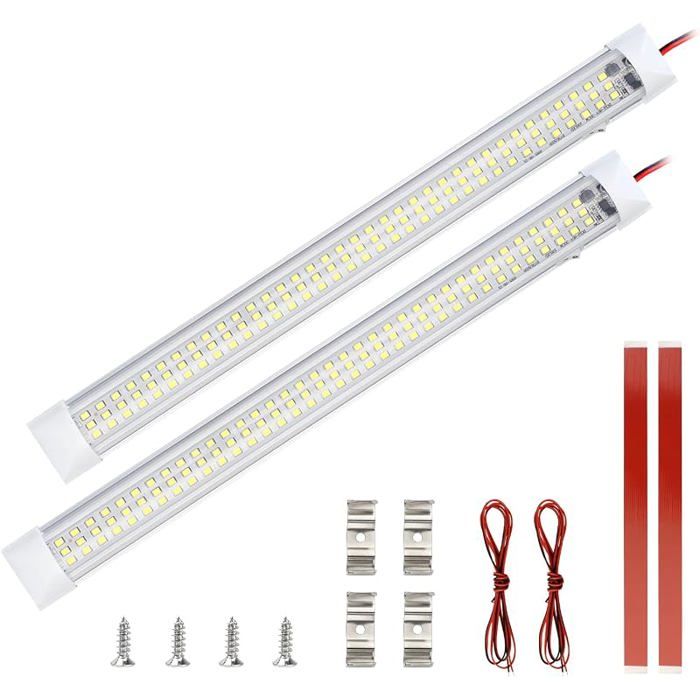 12V Barre de lumière intérieure à LED Eclairage Voiture Lumineuse avec Interrupteur Marche/arrêt 1200LM Blanche Barre Bande Lampe