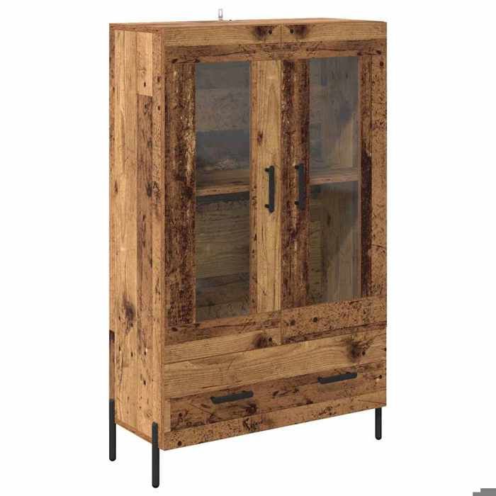 Bois Highboard rectangulaire Buffet haut Haut Armoire avec tiroir Corona Bois Ancien 695x31x115 cm bb7731