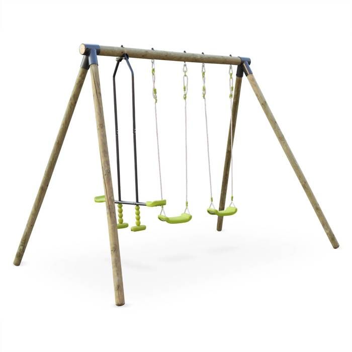 Aire de jeux en bois NAROIT avec 1 face à face et 2 balançoires - SWEEEK - Portique - Extérieur