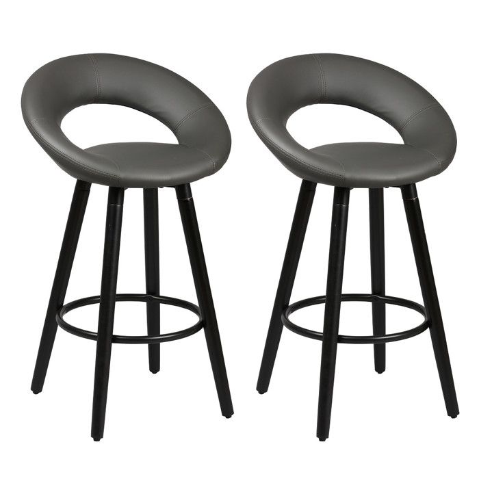 LOTHAR - Lot de 2 Tabourets Gris LOTHAR - Lot de 2 Tabourets Gris