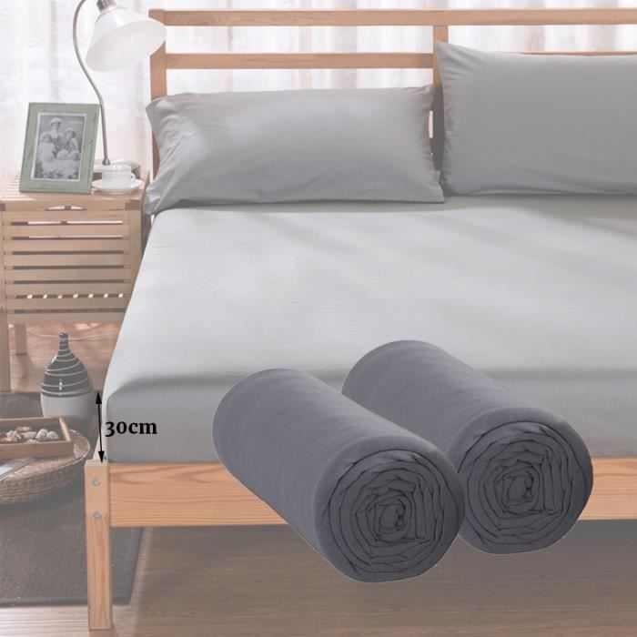 Lot de 2 DrapsHousses en Microfibre Polyester 140x200x30cm Confortable pour Matelas Dormir de