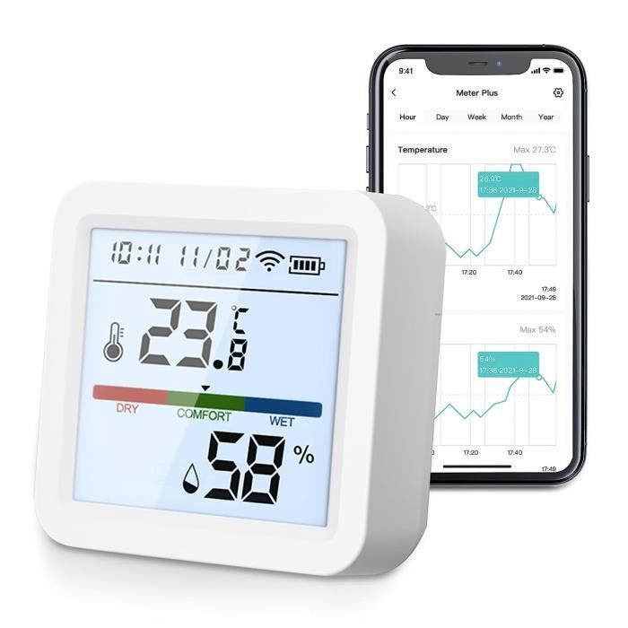 Thermomètre Hygromètre Intérieur Extérieur,Moniteur De Température Et  Humidimètre,Bluetooth + Wifi,Capteur D'Humidité-Dew[u2606]