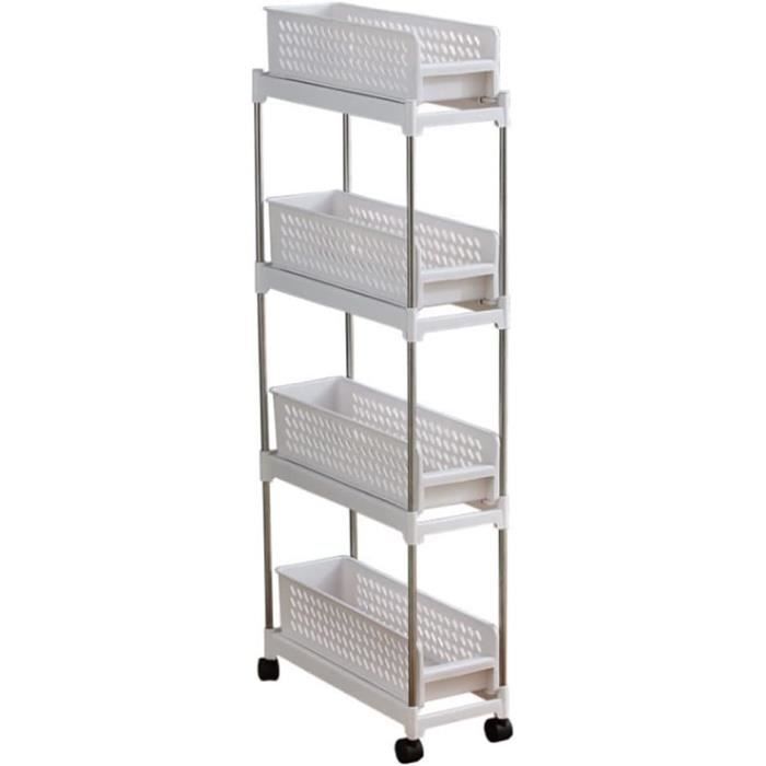 IMIKEYA Chariot Étagère Rangement Multicouche Sur Roulettes – Organisateur Cuisine, Salle De Bain, Bureau – Métal Léger