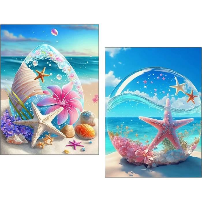 Peinture Diamant 5D Océan & Citron - Kit Complet DIY Adulte Enfant 30x40cm Avec Accessoires, Tableau Diamant Broderie Point De Croix